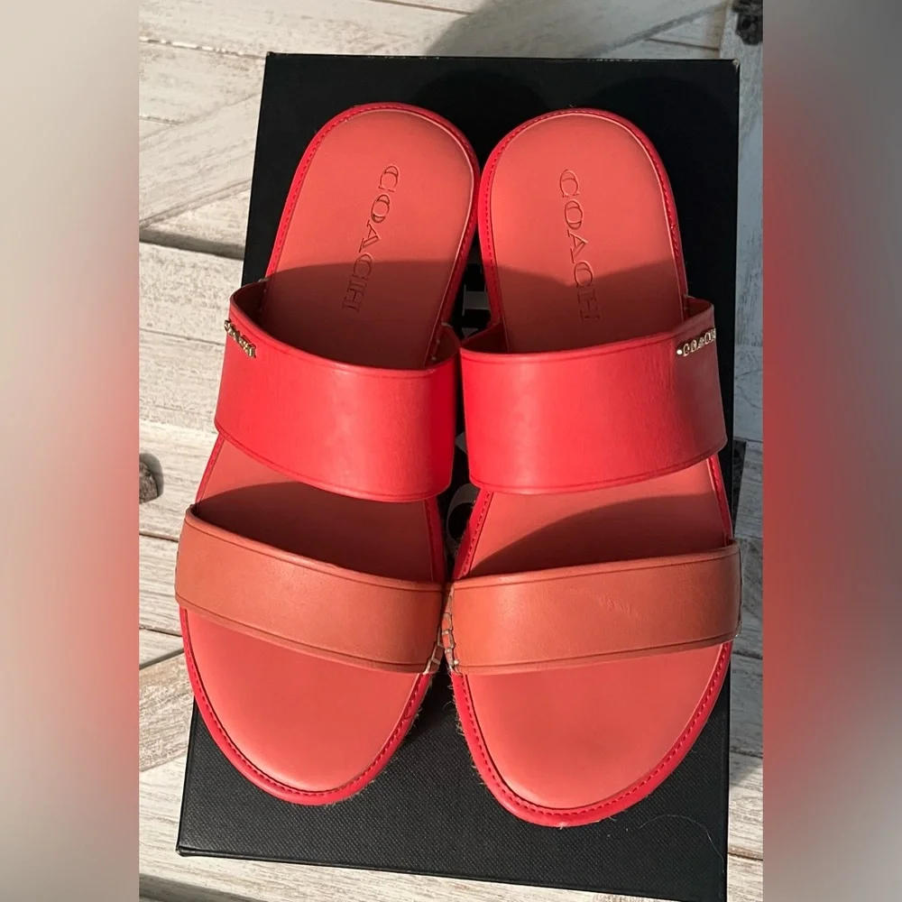 Coach Pink l/salmon Espadrille Shoes Summer Style - Picture 2 of 7